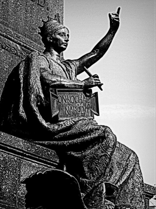 Kraków-posąg na pomniku Adama Mickiewicza.