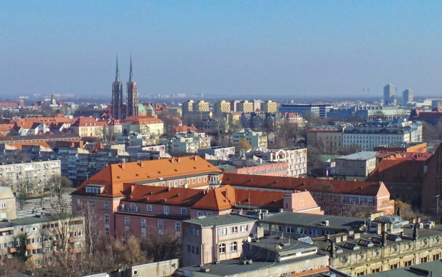 Wrocław - widok z MOSTKU CZAROWNIC zw, także MOSTKIEM POKUTNIC - w tle KATEDRA Św. Jana Chrzciciela