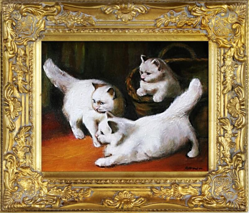 Katzen - Ölgemälde handgemalt Rahmen Sygniert 34x30cm, G06044 .
36,99 euro,wys - 0 euro. #koty