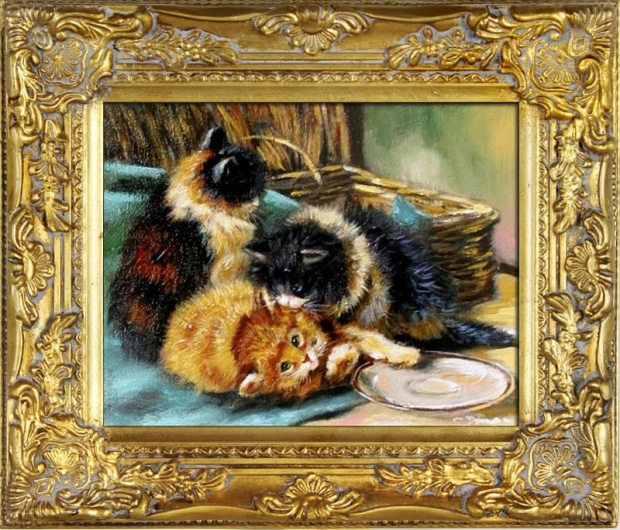 Katzen - Ölgemälde handgemalt Rahmen Sygniert 34x30cm, G06030 .
36,99 euro,wys - 0 euro. #koty