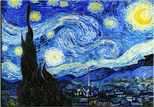 Die Sternennacht - Vincent van Gogh - Leinwandbild 90x60cm dzial druck od 1 euro